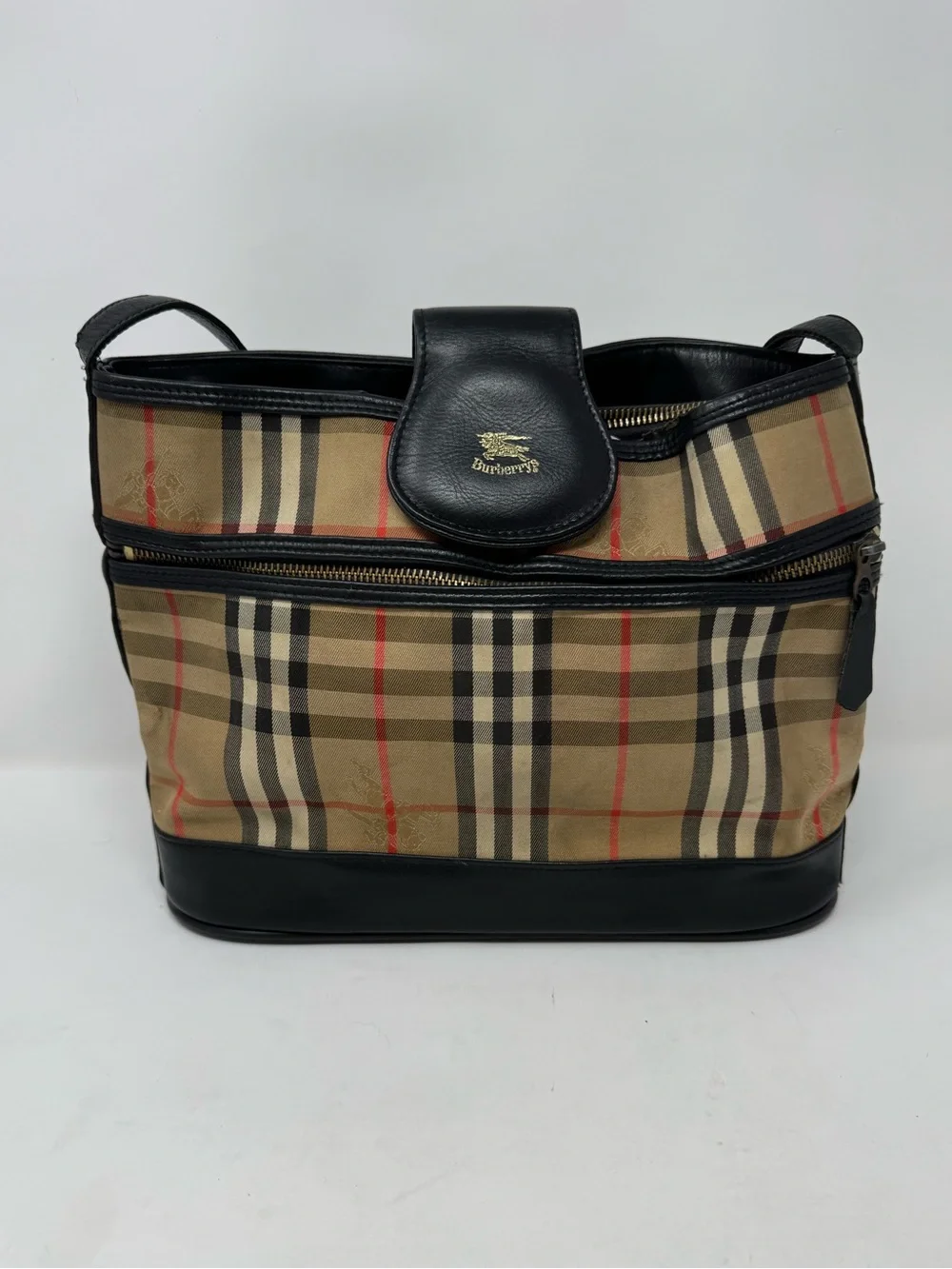 Burberry vintage 90s bucket check canvas bag